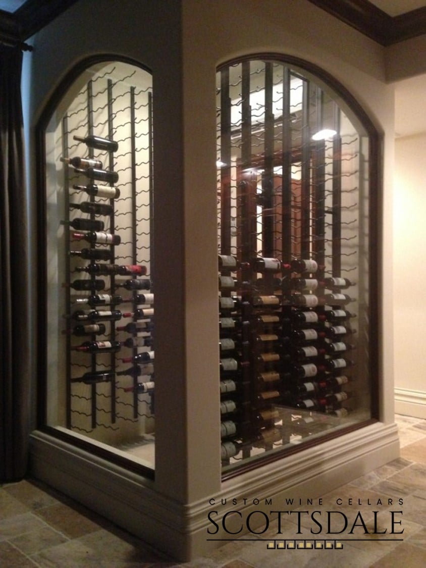 Contemporary Wine Displays with Sleek Metal Custom Wine Racks by Dallas Master Builders 