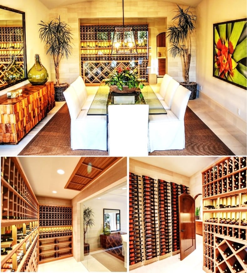 This Dining Room Glass Wine Cellar was Designed by an Expert in Dallas Using Unique Features 