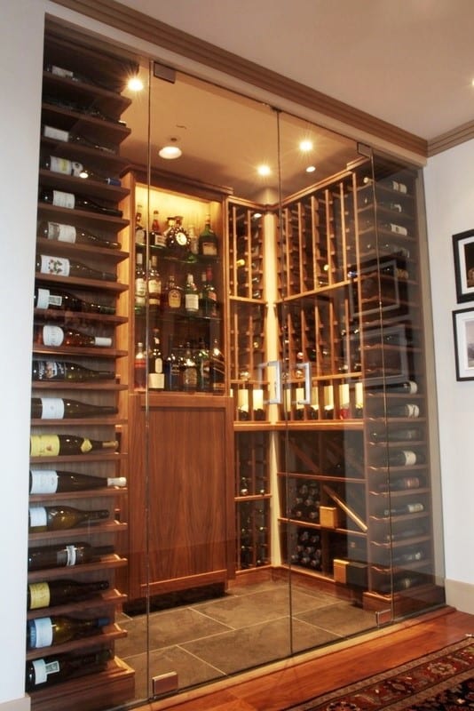 Glass Wine Cellar Design Ideas Built in a Small Space by Dallas Builders
