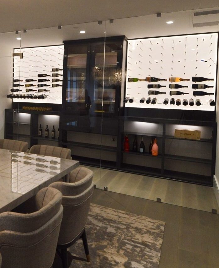 Dallas-Fort Worth Glass Metal Cabinet Contemporary Wine Cellars