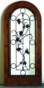 1 - Mountain Park Ranch Texas Easy Clean Wrought Grape Wood and Glass Iron Specialty Wine Cellar Door