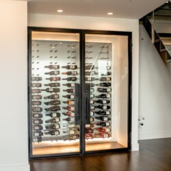 6 - Modern Wine Room Built Under the Stairs Modern Wine Room Built Under the Stairs