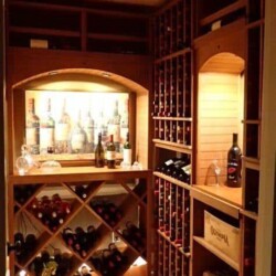 7 - Wooden Wine Racking System with Impressive LED Lighting Wooden Wine Racking System with Impressive LED Lighting